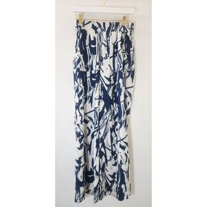 Lululemon Lab Wide Leg Pants Navy White Abstract Brushstroke Print Large
